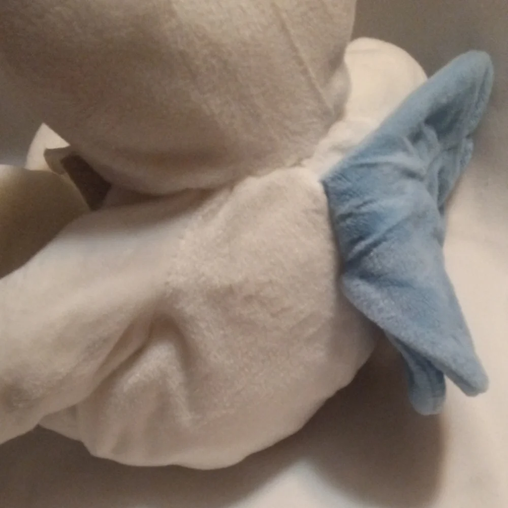 Adorable White Plush Bear with Blue Angelic Wings And Stars